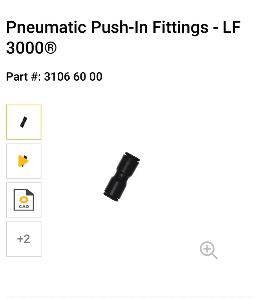 Legris 3106 60 00 Nylon Union, Push-To-Connect X Push-To-Connect, 10 Piece/pack - Image 2 of 4