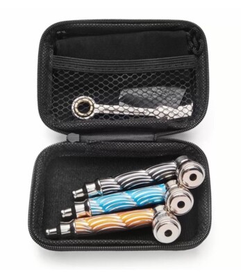 Three 3.2  Metal Tobacco Smoking Hand Pipes with Caps, Screens, 3-n-1 Tool, Case