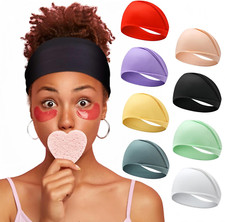 8-Pack Headbands for Women Wide Hair Band Non-Slip Head Bands for Sport Yoga, Ru