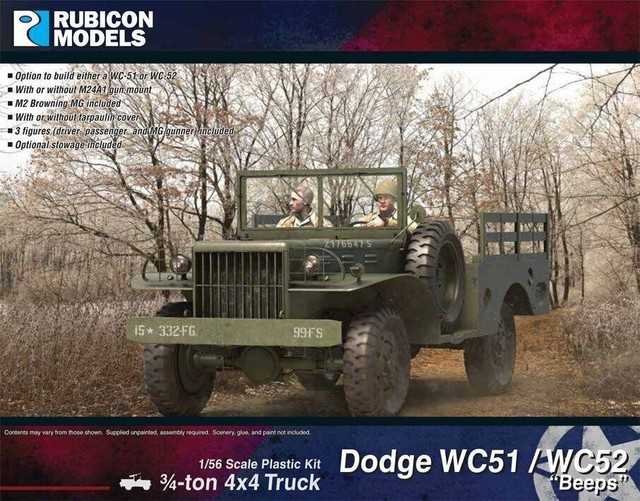 Dodge WC51/WC52 1/56 Plastik Set Rubicon 280101 Dodge WC51/WC52 1/56 Plastik Set Rubicon 280101