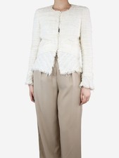 Chanel Cream Tweed Sequin Jacket - Size Uk 12