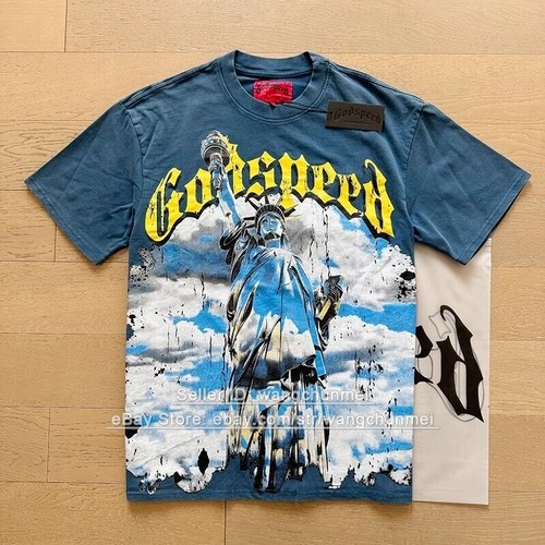 godspeed retro skull print t-shirt men streetwear tee distressed 1015 black NWT - Picture 40 of 52