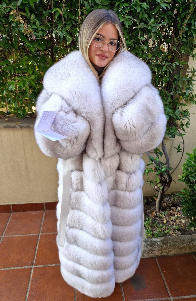 Motocross Fox Brand Coat JACKET BLUE FOX FUR COAT FUCHS PELZMANTEL