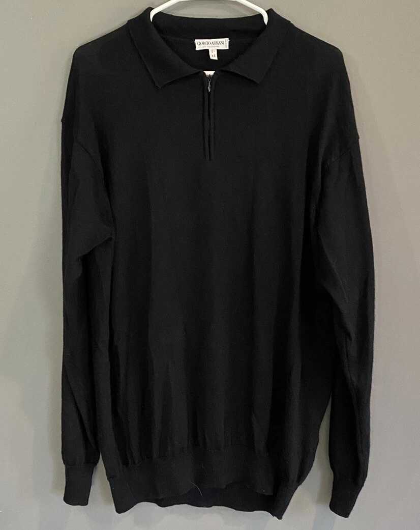 Giorgio Armani Collezioni Italian Silk Wool Cashmere Collared Sweater Size 38