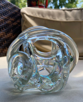 Vintage Stunning Murano Twisted clear Rope Knot Art Glass Paper Weight Sculpture