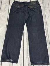 Vintage Y2K RocaWear Baggy Blue Jeans Blue Embroidery 38X32 Relaxed Vtg