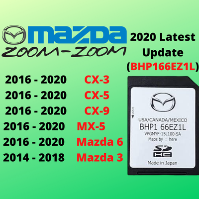 2020 Mazda Navigation SD Card 3 | 6 | CX-3 | CX-5 | CX-9 | MX5 (BHP166EZ1L)