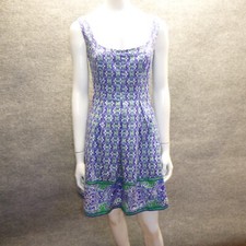 Nine West Dress Womens Size 4 Blue Green Geometric Empire Waist Sundress
