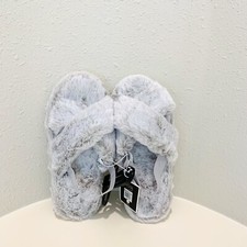Furry Cozy Criss Cross Women  s Grey Slippers Size US 9-10 NEW