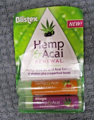 BLISTEX~HEMP & ACAI~RENEWAL 2 LIP STICKS PER PACKAGE  R5-A76