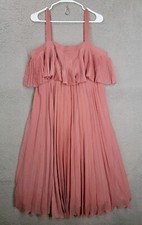 Asos Pleated Chiffon Dress Size 10 Blush Pink Ruffled Sleeveless party dress
