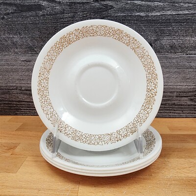 Corelle Corning Woodland Brown Saucer Plate Set Ceramic 6