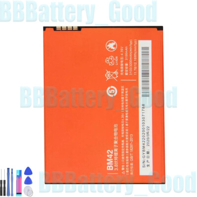 New Replacement Battery For Xiaomi Mi Redmi Note 1 BM42 Phone Batteries 3200mAh