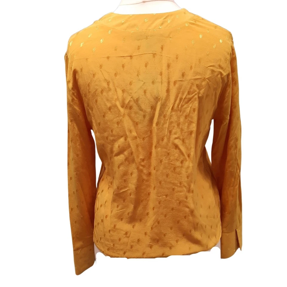 Womens Yellow Formal Tshirt Long Sleeve Ladies V Neck Blouse Size 8-10 PPR £23 - Image 4 of 4