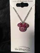 Disney Swarovski Crystal Pink Minnie HEAD Necklace