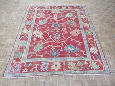 8'1 x 9'8 Hand Knotted Red Funky Oushak Oriental Rug Heriz G9348