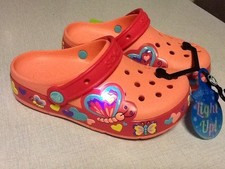 Image of Crocslights Butterfly Clogs in Coral Pink, Size C13 EUR 30-31, New