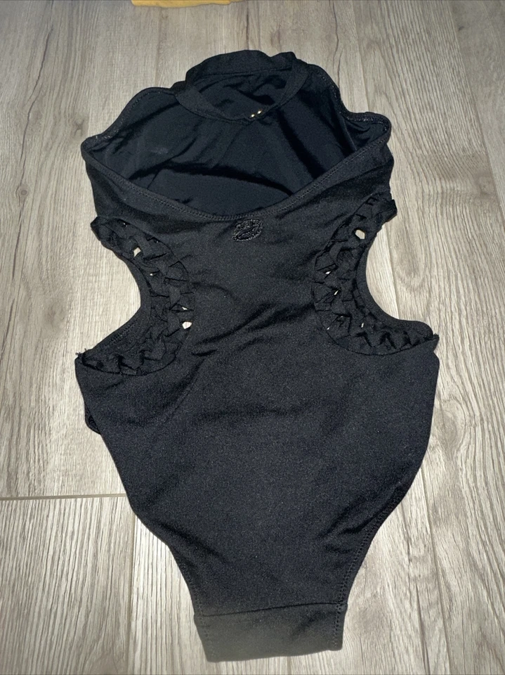 California Kisses Ropa de Baile Niña Leotardo Talla S Corte Lateral Trenzado Negro Foto 3 de 4