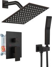Oil Rubbed Bronze Rainfall Shower System with 8" Head Brass Mixer Valve