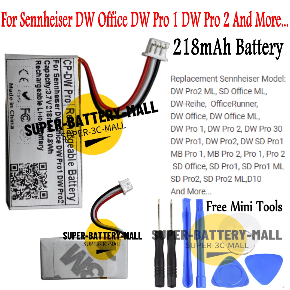 218mAh Rechargeable Battery for Sennheiser DW Office DW Pro 1 DW