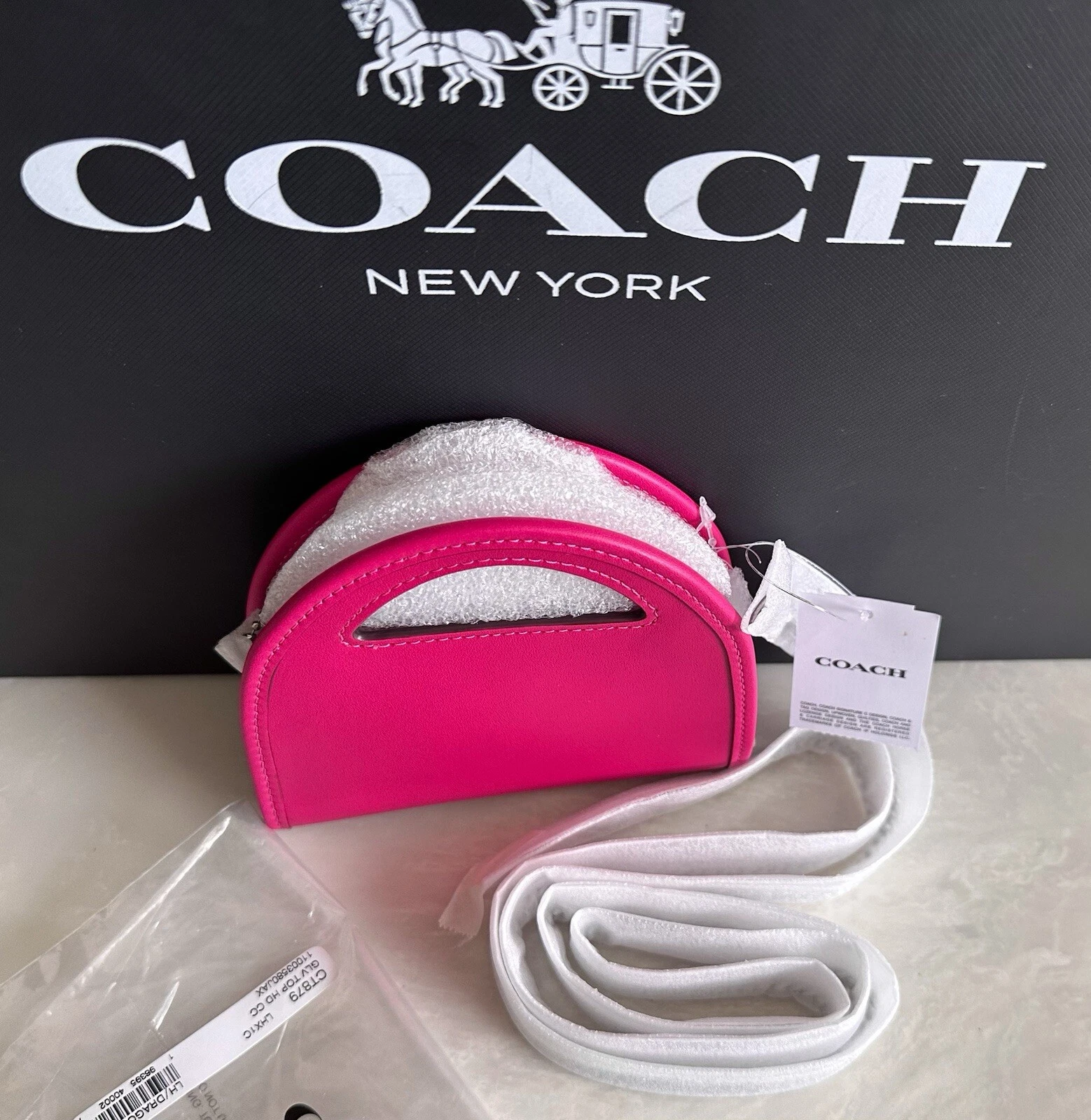 Coach Dragonfruit custodia a tracolla in pelle con manico superiore CT879 NUOVA CON ETICHETTE