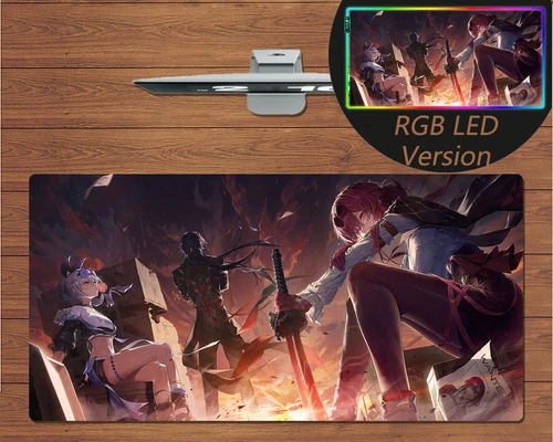 RGB LED Large Mouse Pad Honkai Star Rail Kafka Silver Wolf Gaming Mat Mousepad 