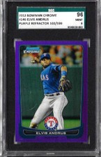 2012 Bowman Chrome Elvis Andrus Purple Refractor SGC 96/ 9  /199
