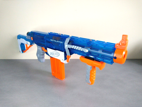 NERF Grand Pistolet Fusil RETALIATOR Transparent Bleu Clair 65cm 20 Fléchettes - 第 7/10 張圖片