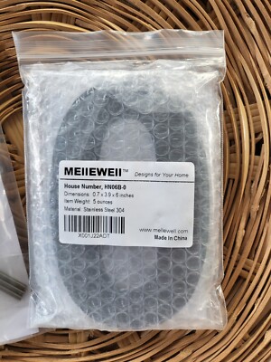 NIP Mellewell Modern Floating House Number Large 6'' Stainless Steel Zero #0