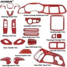 21x Red Carbon Inner Set Panel Decor Cover Trims Kit for Dodge Challenger 2015+