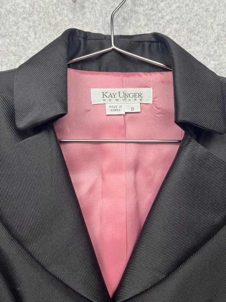 Chaqueta Blazer De Colección Y2K Kay Unger NY Satén Talla 8 Mujer Seda Lana Joya Botón Foto 4 de 4