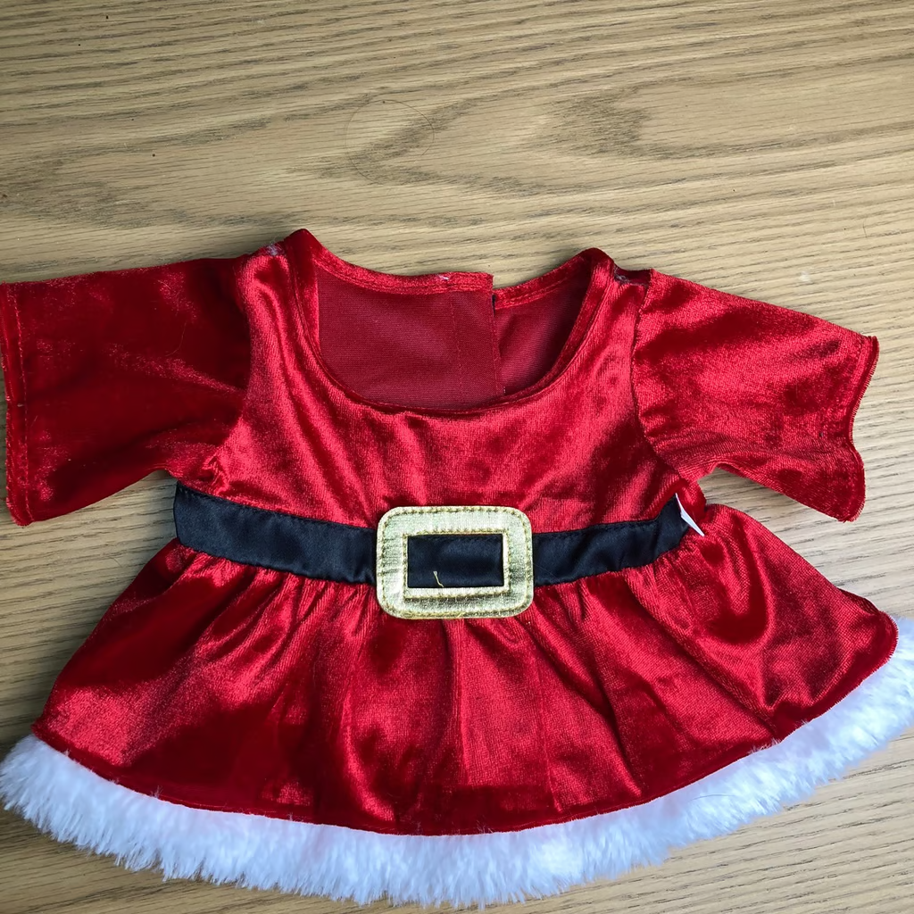 Holiday Santa Dress for Build-A-Bear Red Velvet with White Faux Fur Trim