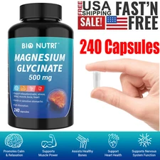 Cardiovascular Health Magnesium Glycinate 500 mg - 240 Capsules High Absorption