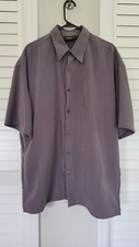 Vintage Monzini Collection Mens Button Up Shirt XL Gray USA Polyester