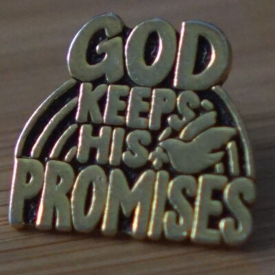 God Keeps His Promises Dove - Vintage Lapel Pin Gold Tone Metal
