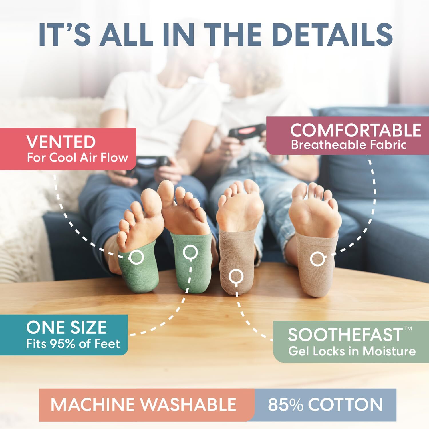 Moisturizing Heel Socks for Cracked Heel Treatment - 2 Pairs - Socks for Dry ...