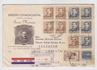 1952 twelve stamps on Reg.FDC to spain     q2158