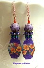 Lavender  Orange Earrings  Flowers handcrafted earrings Florals Statement Beaded — photo 3