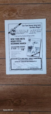 Vintage March 1983 NY Mets INSIDE PITCH Subscription Promo Flyer-Seaver-Stearns+