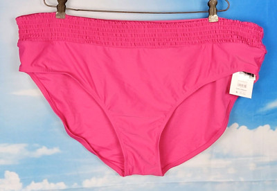 NWT TIME & TRU Woman PINK Bikini Bottoms LINED Mid Rise Swim Bathin suit size 3x