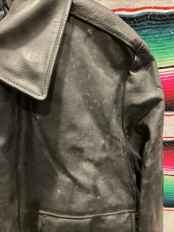 Chaqueta de bombardero de vuelo aviador vintage años 80 90 de Oakton de cuero talla 48 alto VER Foto 3 de 4