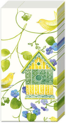 LOVELY HOME creme Vögel Papier Tasche Neuheit Taschentücher 21 cm sq 4-lagig 2 Packungen