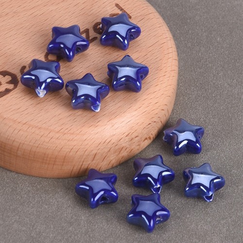 10pcs Star Shape 14mm Glossy Shiny Handmade Ceramci Porcelain Loose Beads - Picture 18 of 21