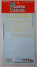 GOFER RACING DECALS Drag Racing tire logo # 1 SHEET 1:24 1:25 CAR MODEL 11050