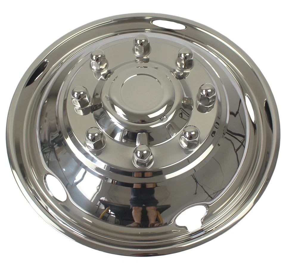 Simuladores de doble rueda de acero inoxidable Ford 1999 2000 2001 2002 F450/F550 19,5" Foto 4 de 4