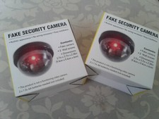 2pcs Dummy Camera Fake Security CCTV Dome Camera with Flashing Red LED Light