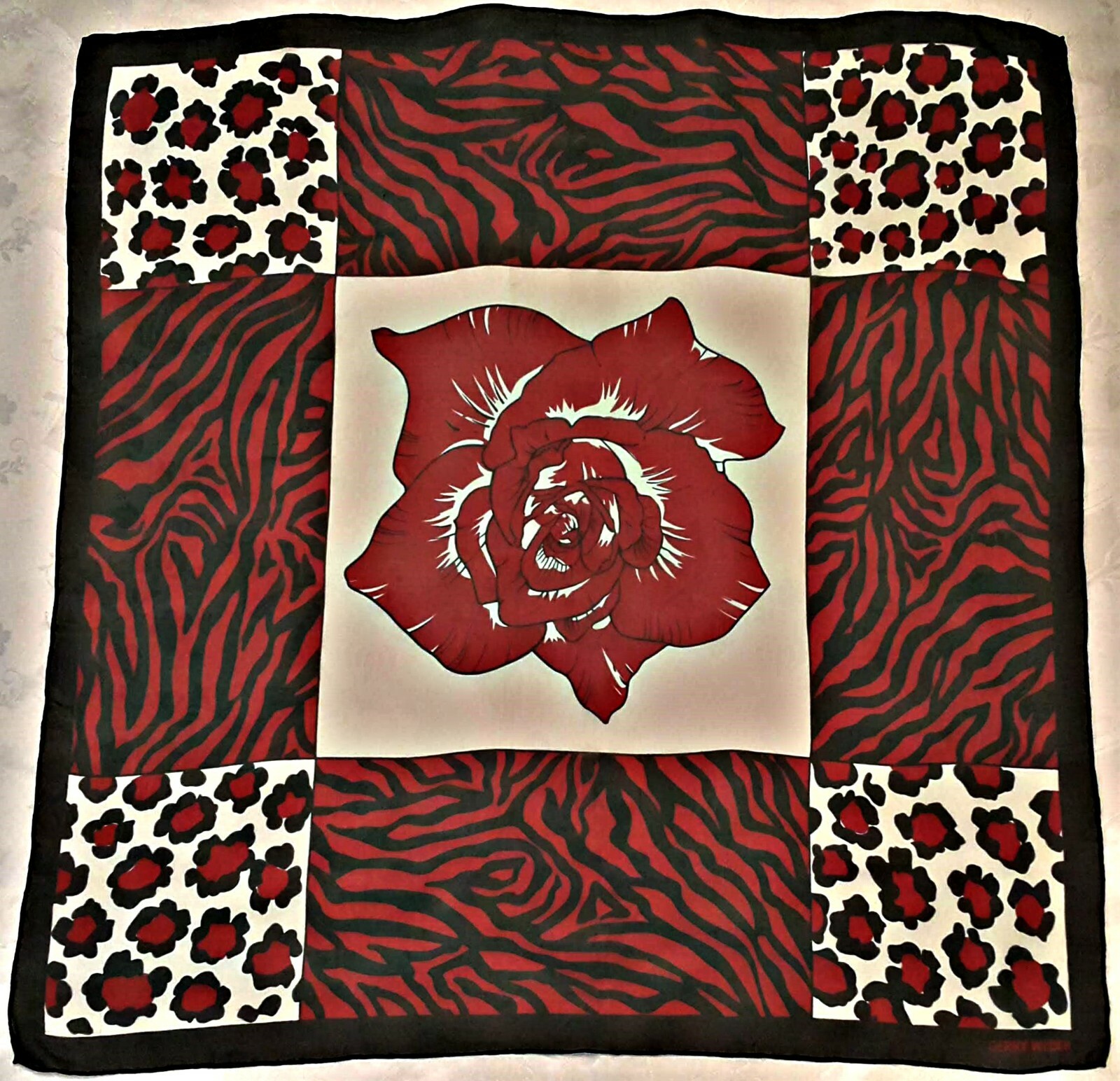 Authentic Vintage Gerry Weber Abstract Floral Roses Art Silk Scarf 32