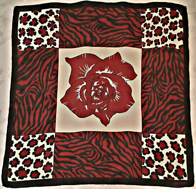 SCARF VINTAGE AUTHENTIC GERRY WEBER ABSTRACT FLORAL ROSES ART SILK 32'' SQUARE