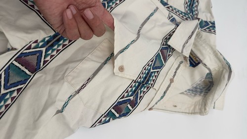 Vintage Panhandle Slim Shirt Mens 16.5. Beige Striped Brushpopper Western USA - Picture 6 of 15