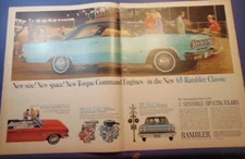 1965 AMC Rambler Classic large-mag 2pg car ad - "New size. New space. New Torque